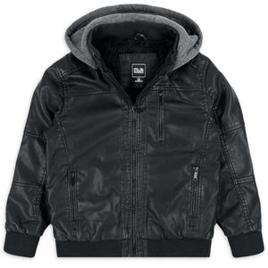 Boys faux leather biker jacket with hood